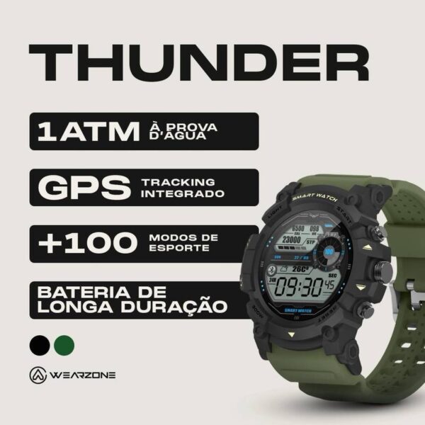 THUNDER WEARZONE | À PROVA D'ÁGUA 1ATM | CONEXÃO C/ STRAVA | GPS TRACKING INTEGRADO | ESPORTIVO